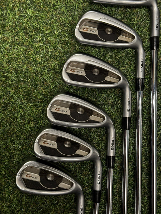 Ping G400 Iron Set 4-UW White Dot Stiff Flex Ping AWT 2.0 Shafts +0.5 Inch