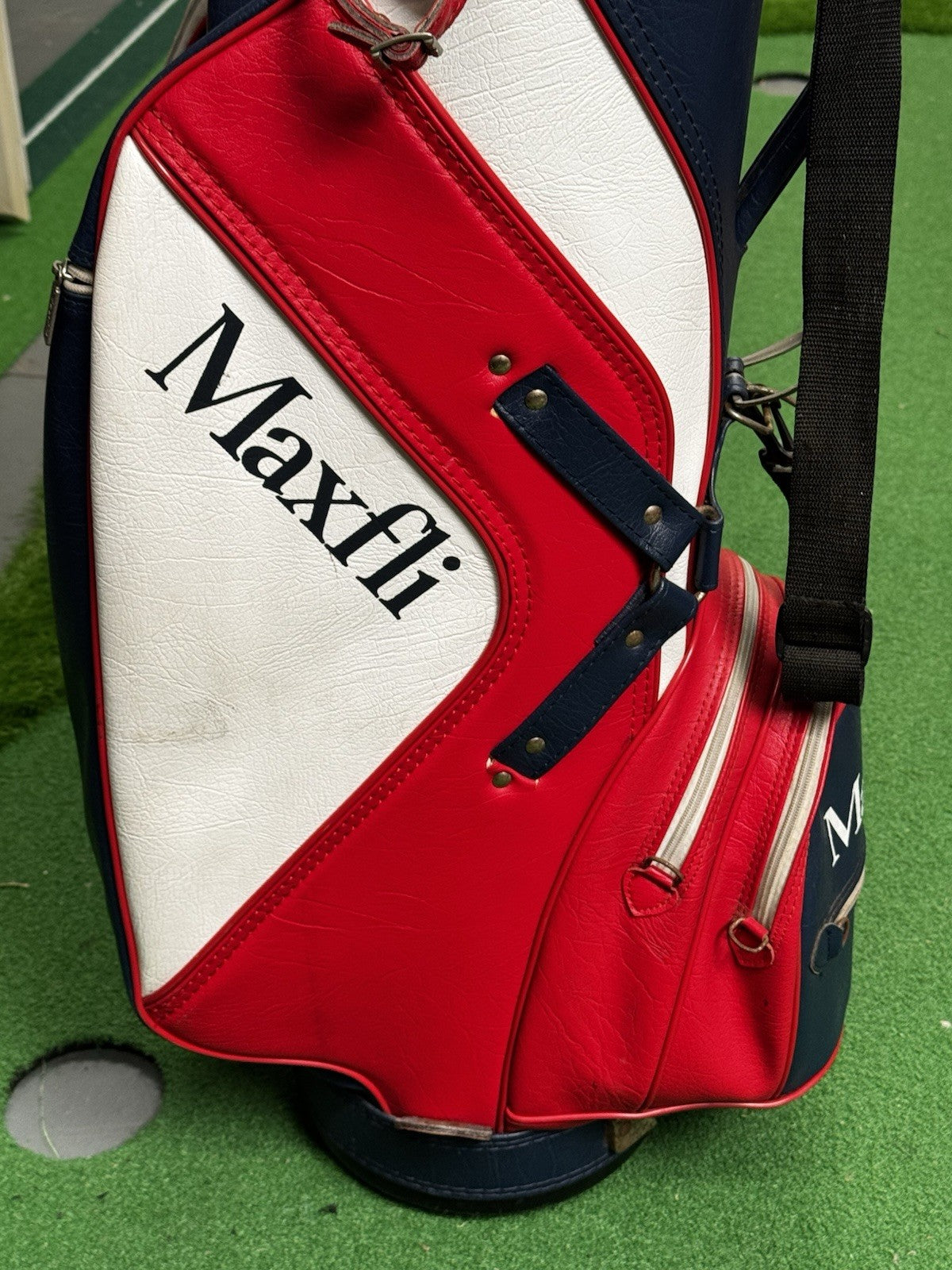 Maxfli Retro Golf Cart Bag Red/White/Blue
