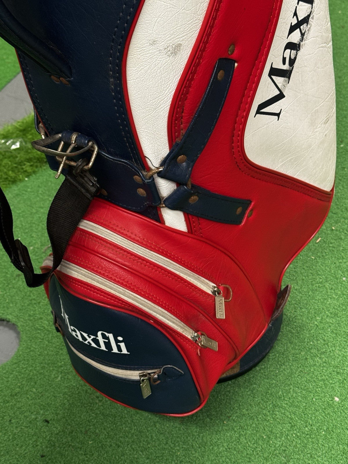 Maxfli Retro Golf Cart Bag Red/White/Blue