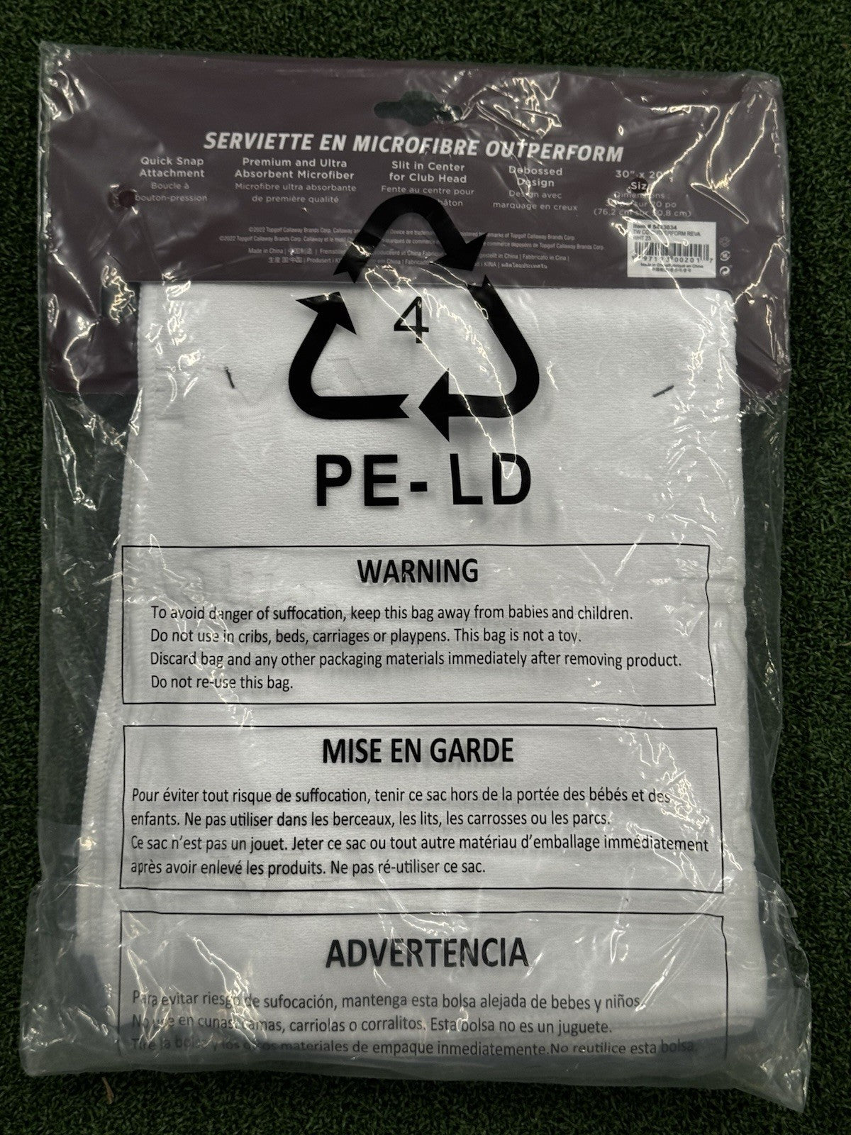 Callaway White REVA Microfiber golf towel *NEW*