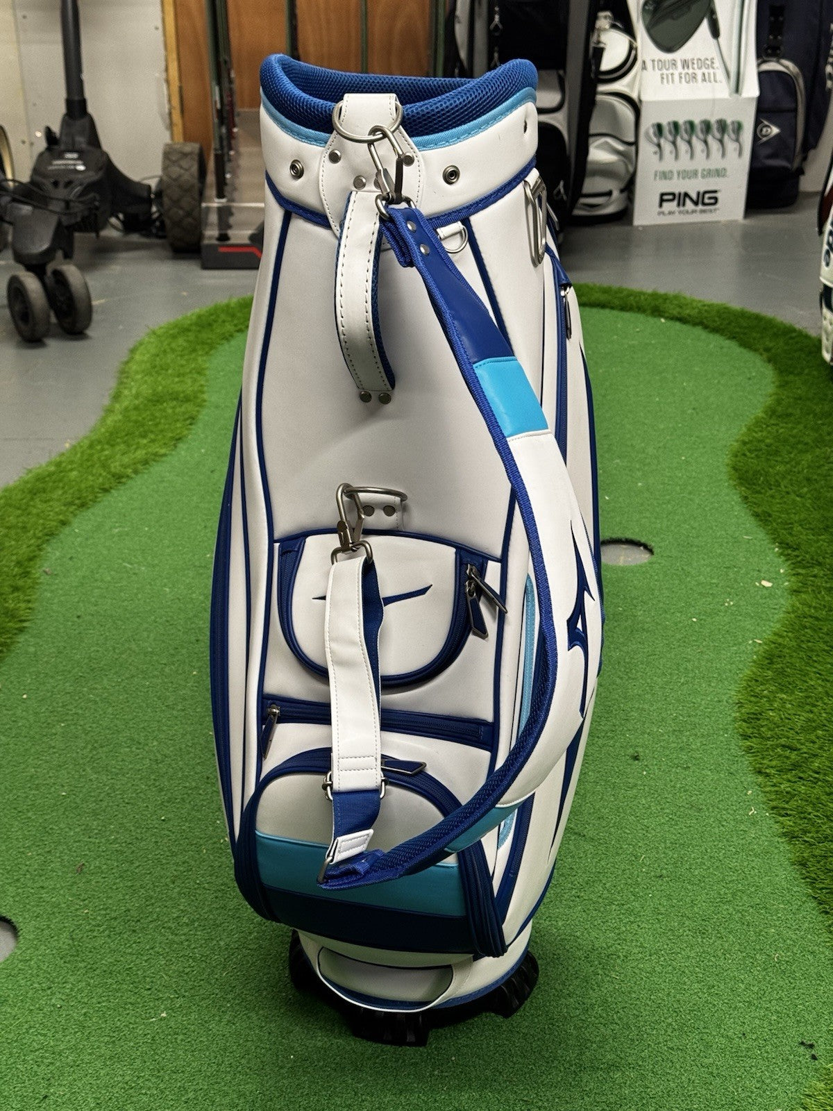 Mizuno Golf Cart Bag 6 Way White/Blue