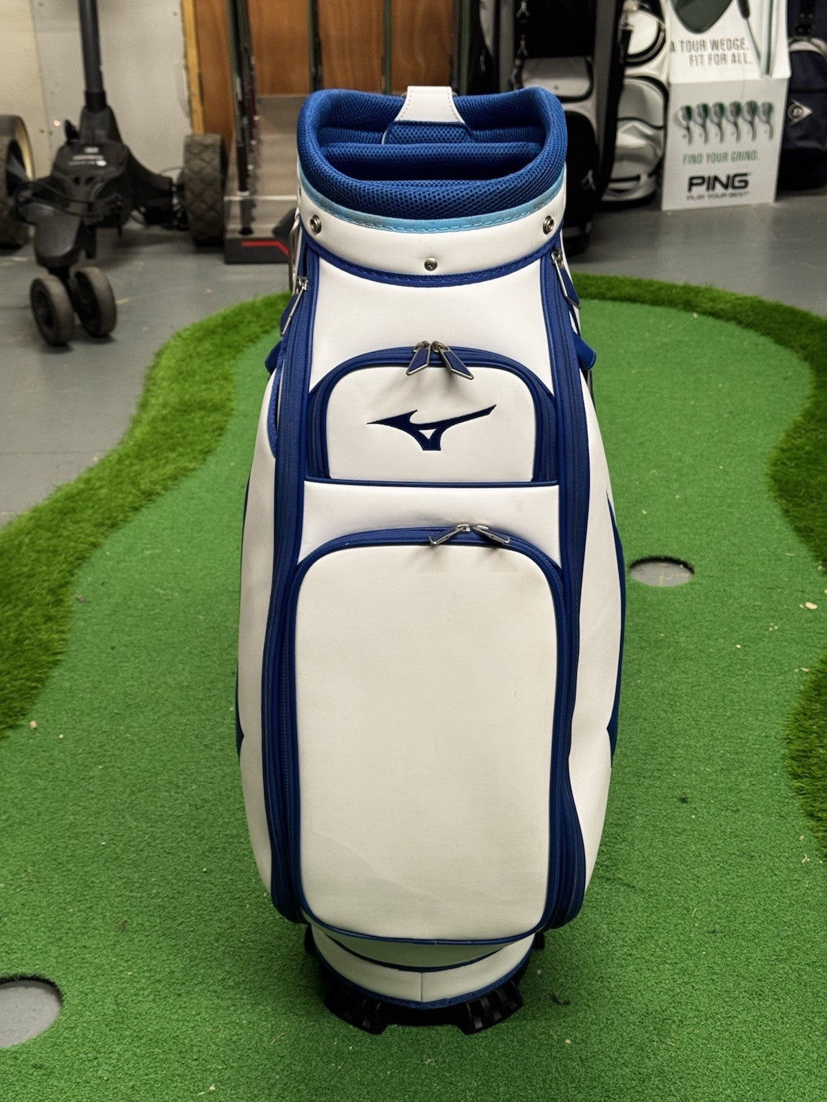 Mizuno Golf Cart Bag 6 Way White/Blue