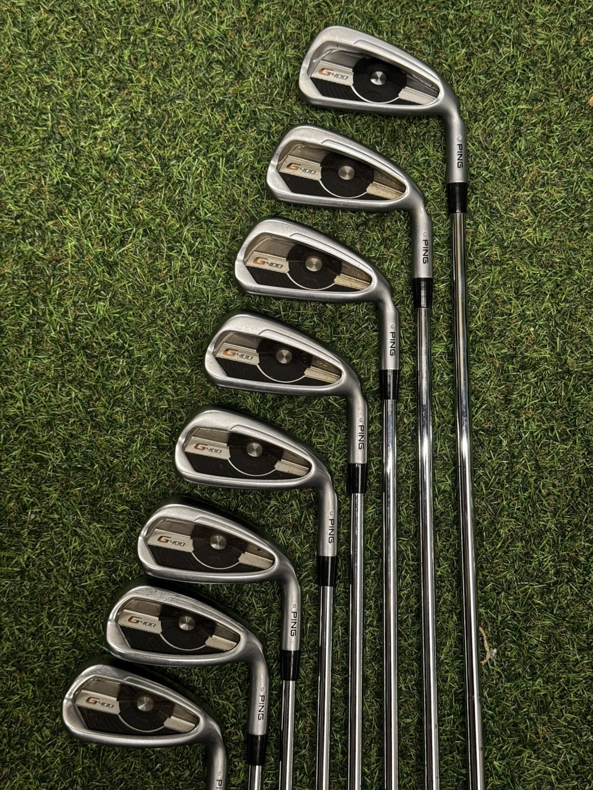 Ping G400 Iron Set 4-UW White Dot Stiff Flex Ping AWT 2.0 Shafts +0.5 Inch
