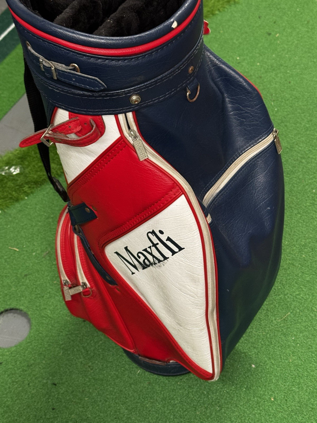Maxfli Retro Golf Cart Bag Red/White/Blue